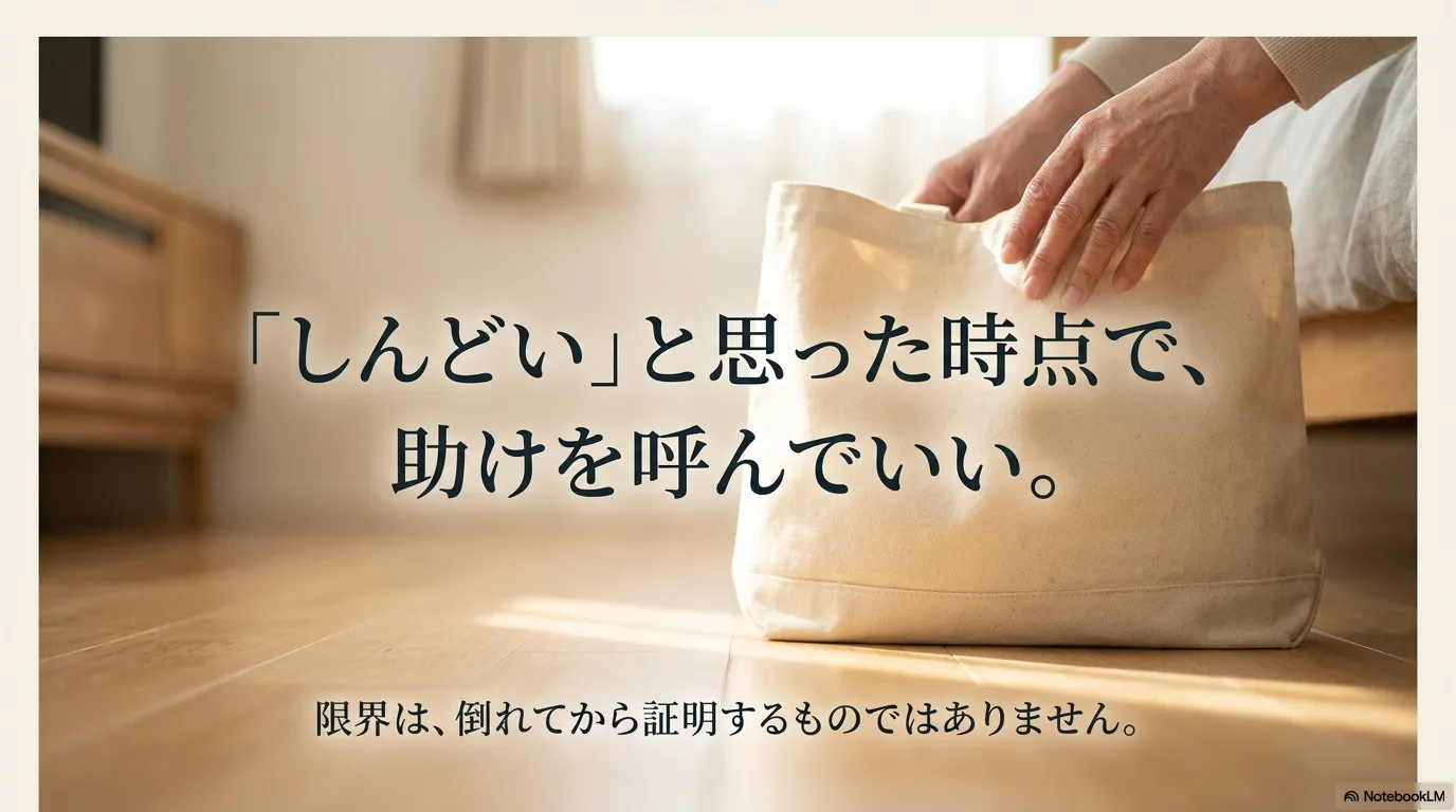 しんどいと思った時点で助けを呼んでいいと伝えるスライド